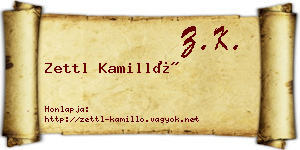 Zettl Kamilló névjegykártya